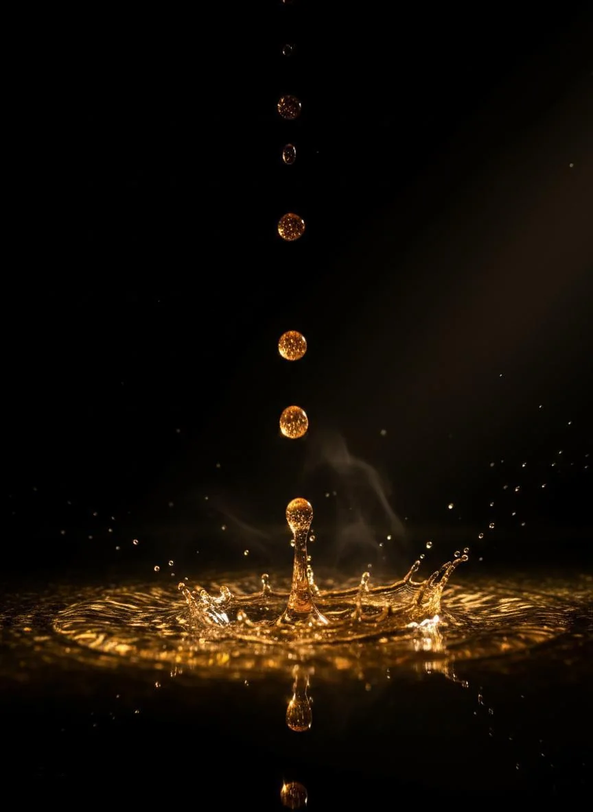 Liquid gold stream symbolizing financial submission